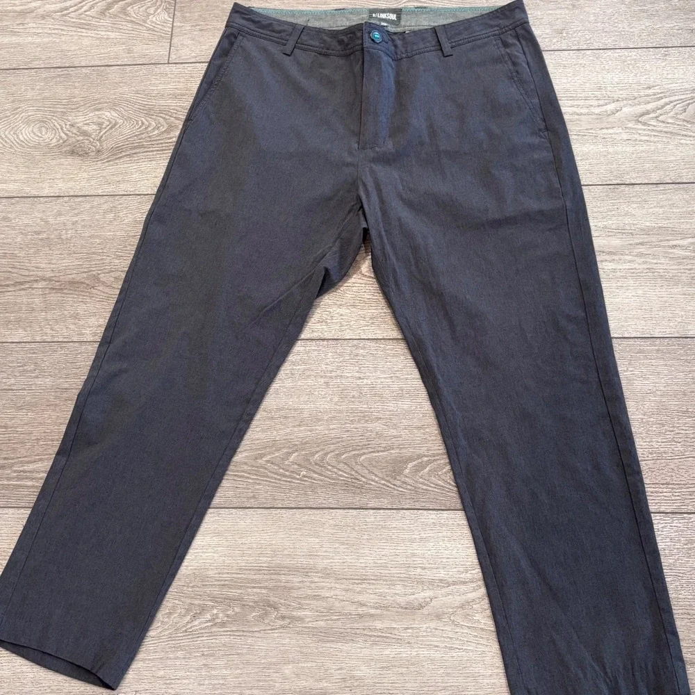 Linksoul Boardwalker Pants Mens‎ 35R Gray Stretch Golf Chino Preppy Athletic